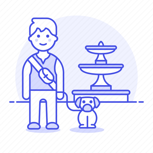 Lifestyle, lover, male, fountain, pet, dog, park icon - Download on Iconfinder
