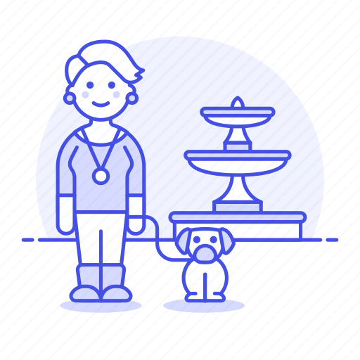 Lifestyle, lover, female, fountain, pet, dog, park icon - Download on Iconfinder