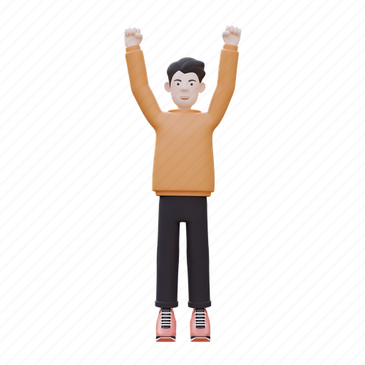 Man, jumping, happy, joy 3D illustration - Download on Iconfinder