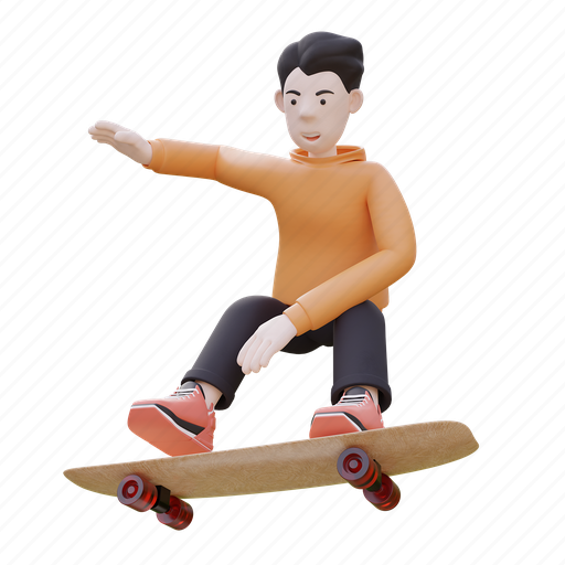 Man, skateboard, sport, hobby 3D illustration - Download on Iconfinder