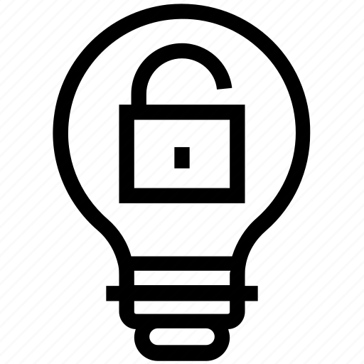 Bulb, energy, idea, light, light bulb, security, unlocked icon - Download on Iconfinder
