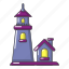 beacon, cartoon, house, light, logo, object, tower 