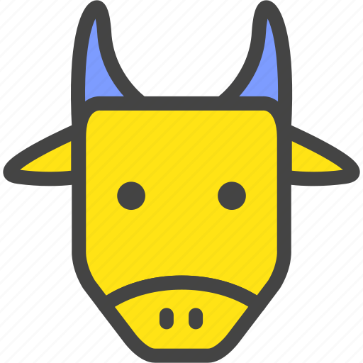 Blue, bull, cow, farm, nature, ox, yellow icon - Download on Iconfinder