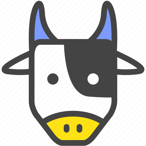 Blue, bull, cow, dairy cattle, farm, nature, yellow icon - Download on Iconfinder