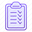 list, checklist, choice, clipboard, form, mark, note, paper, file
