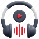 headphone, video, play, button, headset, music, broadcasting, element