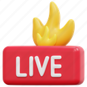 live, fire, streaming, flame, stream, news, hot, illustration