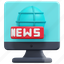 live, news, broadcast, monitor, computer, report, illustration 