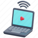 laptop, internet, notebook, play, player, screen, video, object 