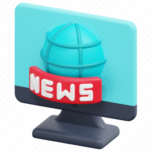 Live, news, broadcast, monitor, computer, report, object 3D illustration - Download on Iconfinder