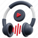 headphone, video, play, button, headset, music, broadcasting, render 