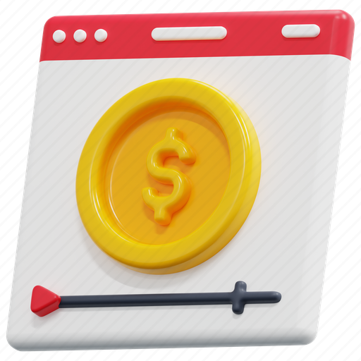 Monetization, monetize, marketing, website, coin, web, business 3D illustration - Download on Iconfinder