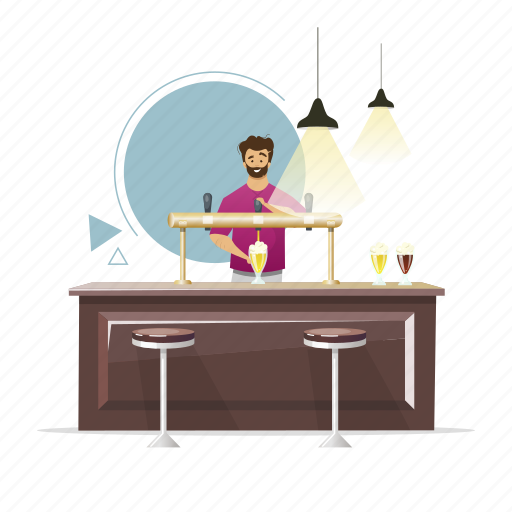Beer, bartender, pub, pouring, draught illustration - Download on Iconfinder
