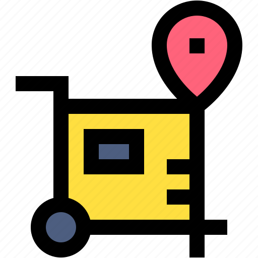 Box, cardboard, delivery, cart, location icon - Download on Iconfinder