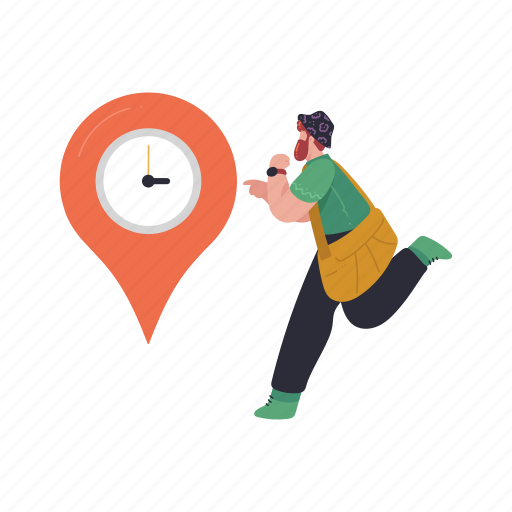 Location, time, delays, delay, timer, pin, marker illustration - Download on Iconfinder
