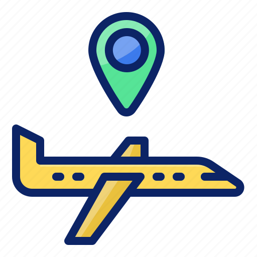 Airplane, transportation, location, pin, direction, navigation, gps icon - Download on Iconfinder