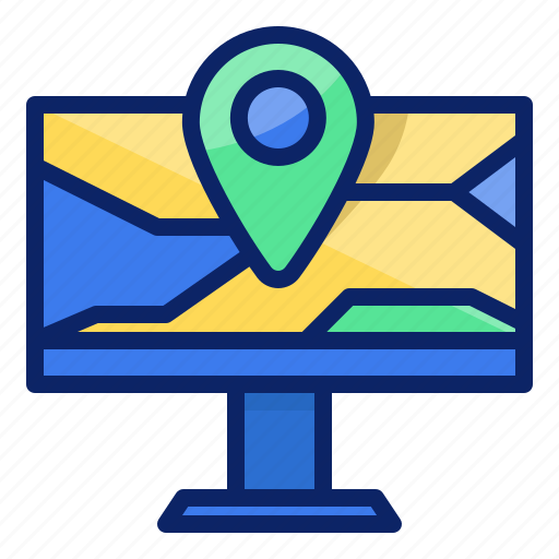 Computer, map, location, pin, direction, navigation, gps icon - Download on Iconfinder