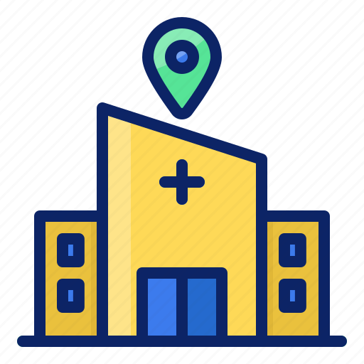 Hospital, building, location, pin, direction, navigation, gps icon - Download on Iconfinder