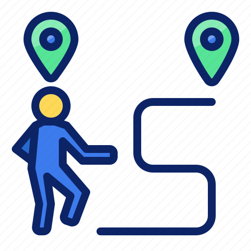 Human, walk, location, pin, direction, route, gps icon - Download on Iconfinder