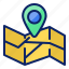 map, location, pin, paper, direction 