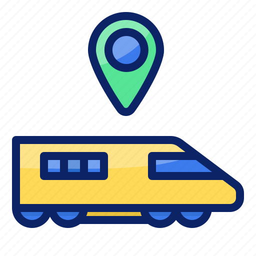 Train, railway, transportation, location, pin, direction, gps icon - Download on Iconfinder