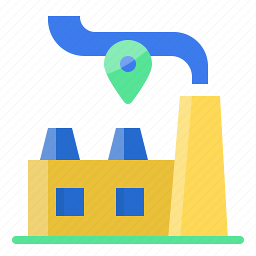 Building, factory, location, pin, direction, navigation, gps icon - Download on Iconfinder