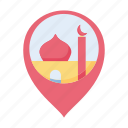 mosque, location, pin, navigation, islamic, muslim, religion