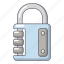cartoon, lock, object, padlock, safe, safety, system 