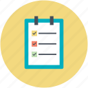 checklist, clipboard, document, pen, questionnaire