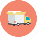 delivery car, delivery van, hatchback, shipping truck, vehicle 