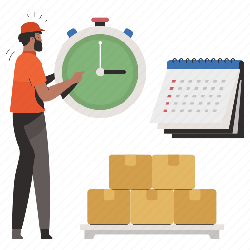 Delivery, logistic, time, clock, timer, calendar, date illustration - Download on Iconfinder