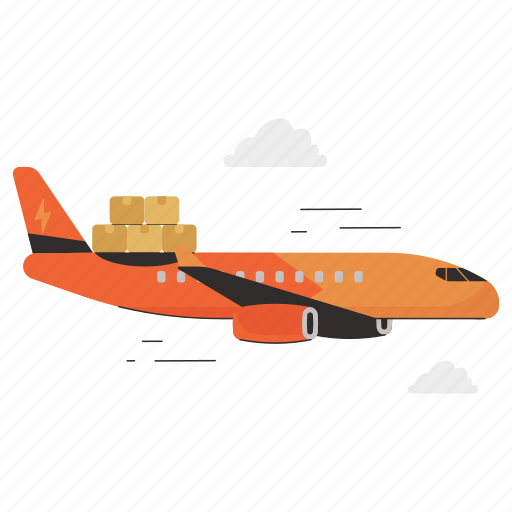 Delivery, transportation, logistic, airplane, aeroplane, plane, box illustration - Download on Iconfinder
