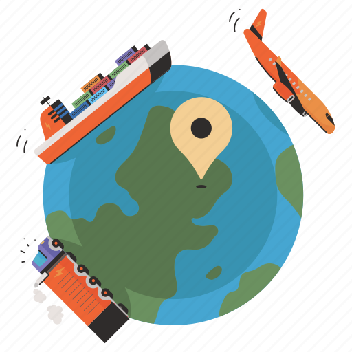 Delivery, transportation, location, international, shipment, pin, marker illustration - Download on Iconfinder