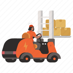 storage, delivery, forklift, logistic, woman, person, people 