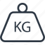 kg, kg weight, kilogram, kilogram weight, weight tool icon 