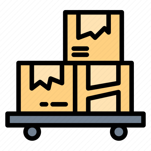 Box, delivery, logistic, package, trolley icon - Download on Iconfinder