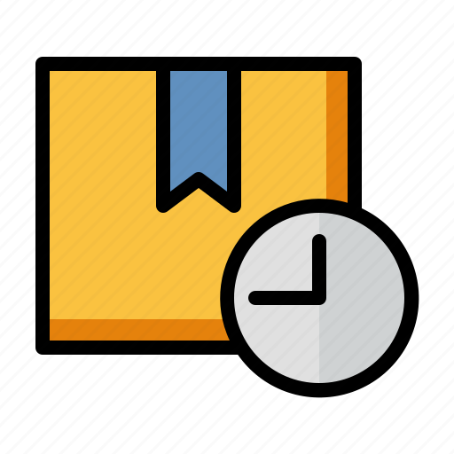 Delivery time, shipping and delivery, time management, cardboard, logistics icon - Download on Iconfinder