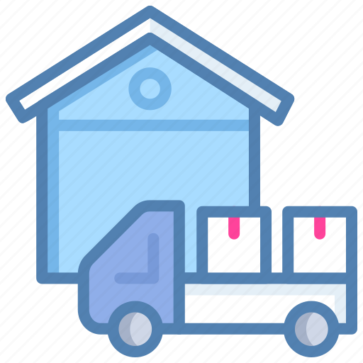 Delivery truck, delivery van, godown, logistics, production, storage unit icon - Download on Iconfinder