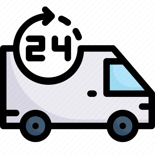 24-hour delivery, cargo, delivery, delivery truck, logistics, package, shipping icon - Download on Iconfinder