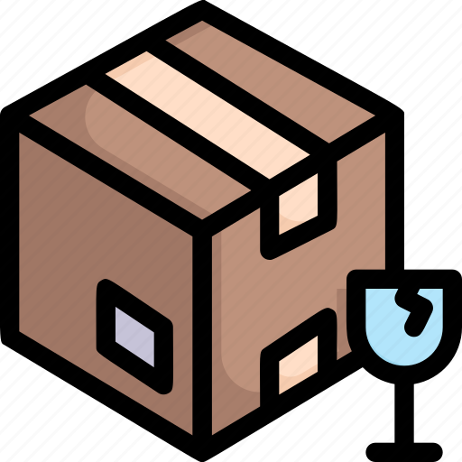 Box with fragile, delivery, glass, logistics, package, shipping, warning icon - Download on Iconfinder
