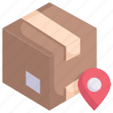 box with pin location, delivery, destination, logistics, map, package, shipping 