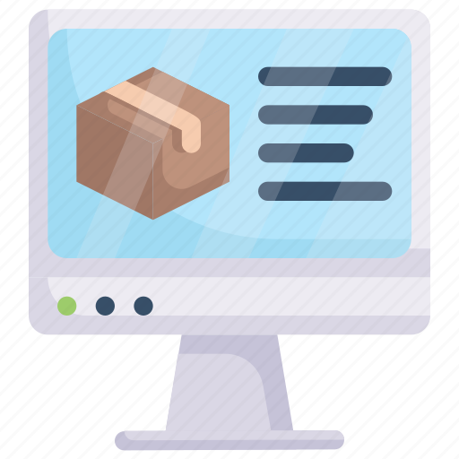 Computer with box delivery, delivery, logistics, package, shipping, shopping, tracking icon - Download on Iconfinder