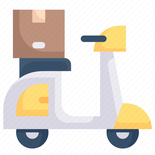 Delivery, logistics, motorcycle, package, scooter delivery, shipment, shipping icon - Download on Iconfinder