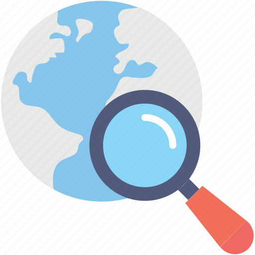 Globe, location, magnifier, search location, tracking icon - Download on Iconfinder