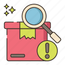 box, inspection, magnifying glass, parcel