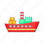 cartoon, container, export, ocean, sea, shipping, transport 