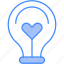 bulb, heart, idea, like, love 