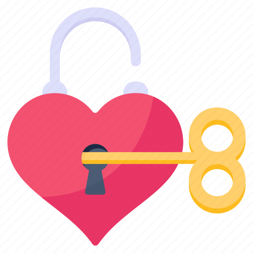 Love key, heart lock, latch, love lock, padlock icon - Download on Iconfinder