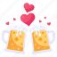 love toast, cheers, toasting, beer mugs, love drink 
