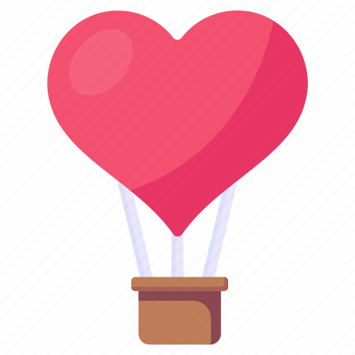 Love flight, heart balloon, ballooning, aerostat, hot balloon icon - Download on Iconfinder